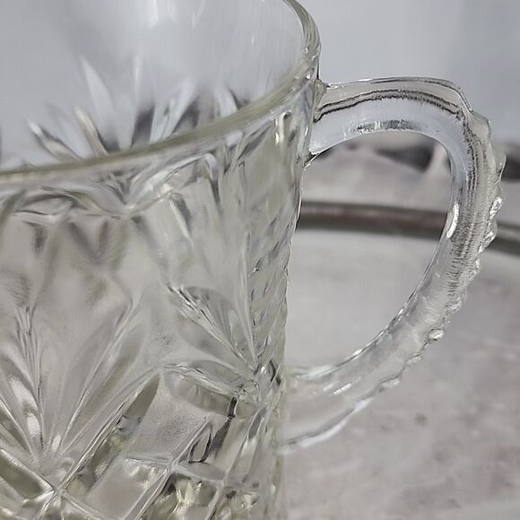 Vintage Pressed Glass Pitcher Creamer Pineapple Pattern - Picture 6 of 11